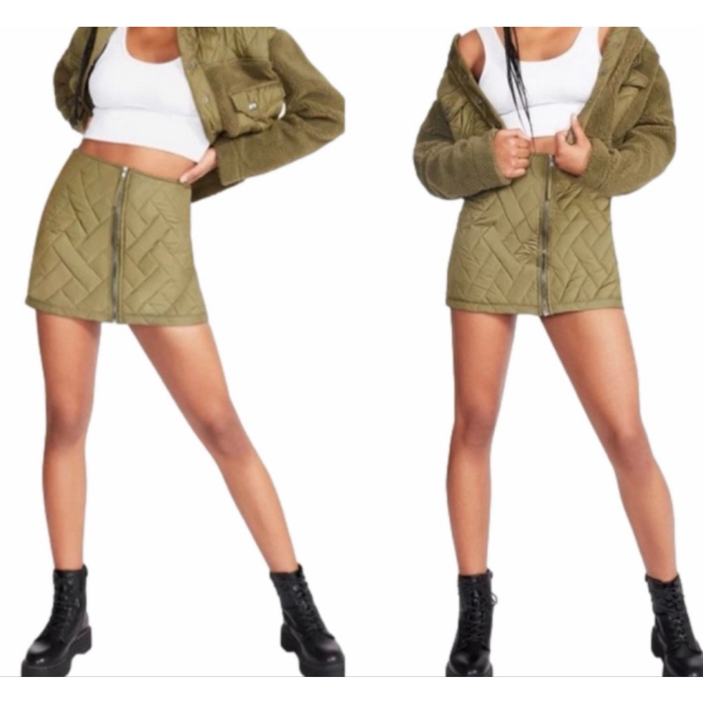 NEW with tags STEVE MADDEN Olive Green Quilted Mini Skirt Size 4